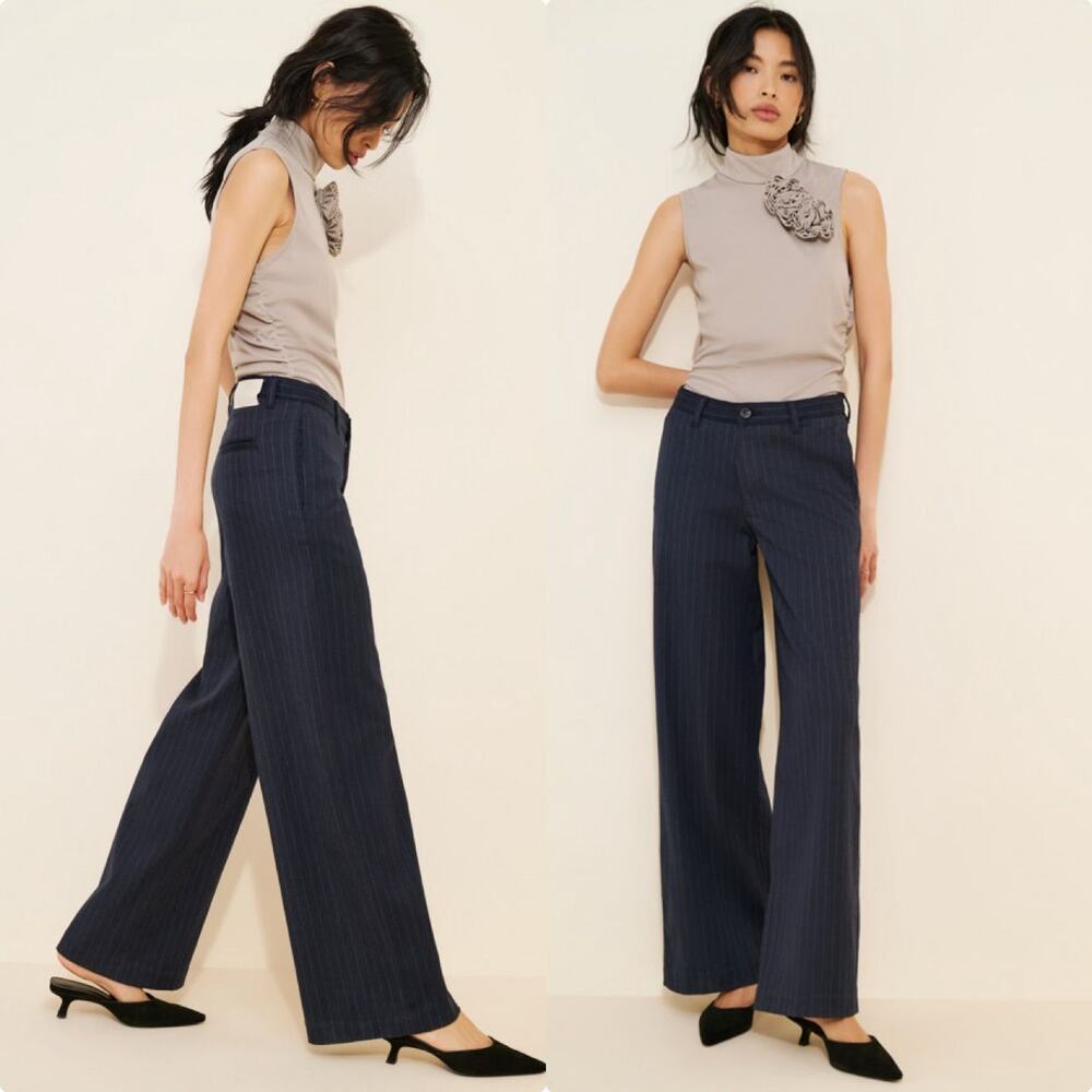 NWT $259 DL1961 Zoie Wide-Leg Pin Stripe Jeans Pants
